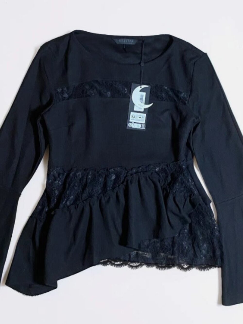 Killstar Womens Small Emo Gothic Black Lace Peplum Top Long Sleeve Afterlife